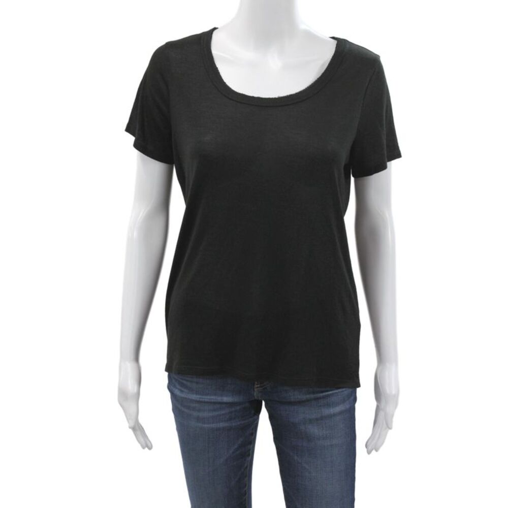 Vince Womens Basic Black Scoop Neck Short Sleeve T-Shirt Size XS
